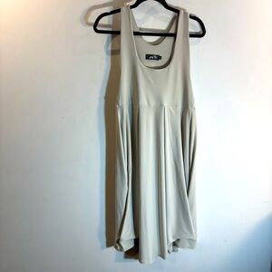 SYMPLI Sz 8 Bauble Hem Overall Bodice Style Dress in Ecru Lagenlook Art To Wear